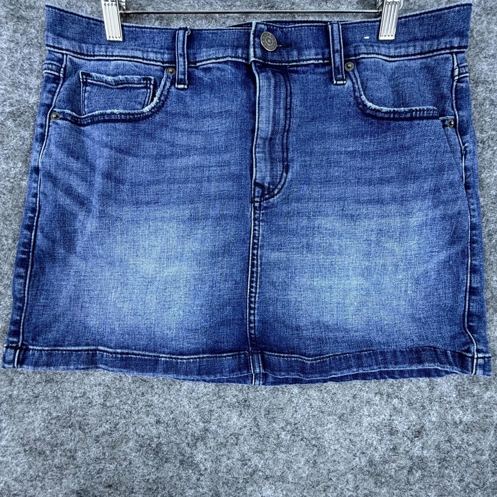 Express Straight Mini Jean Skirt Womens 12 Blue‎ Denim Casual Basics Neutral